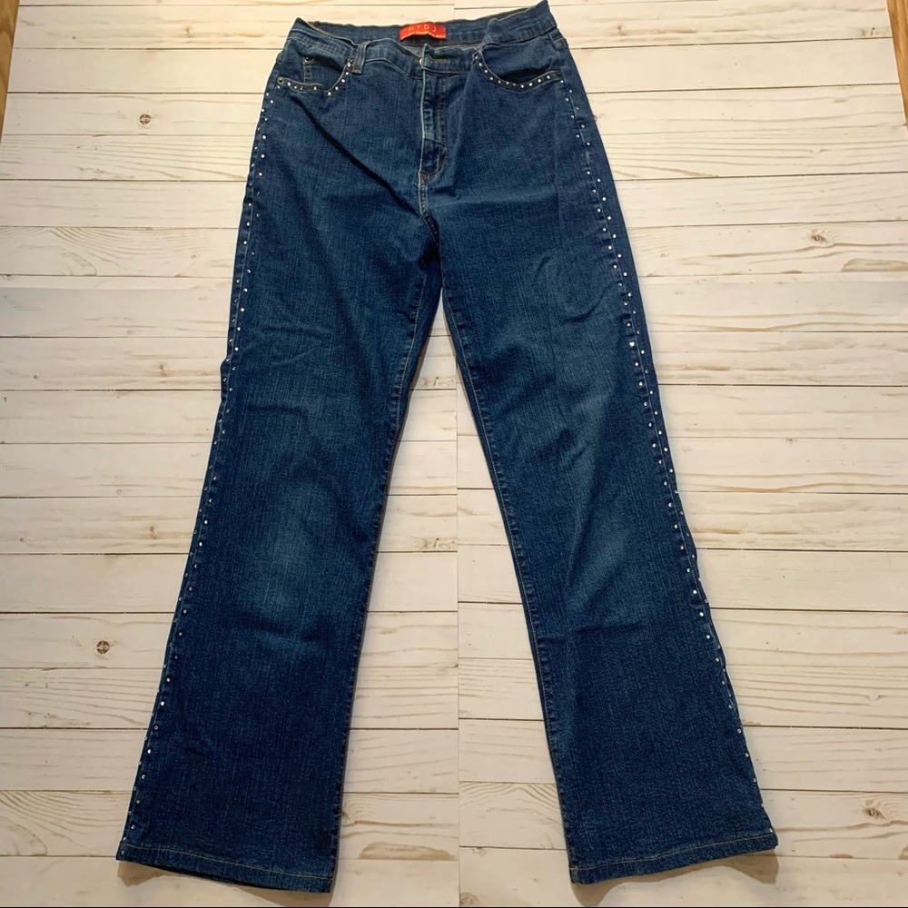 NYDJ Tummy Tuck Blue Jeans With Rhinestones-10